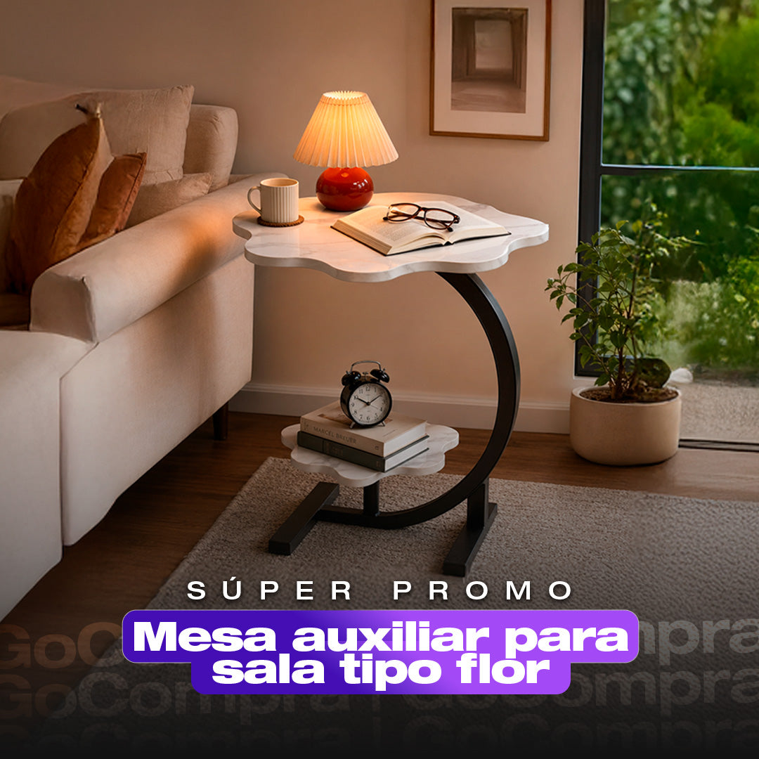 MESA AUXILIAR PARA SALA FLOR DE 2 NIVELES
